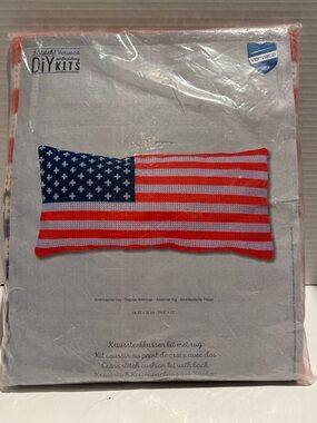 Vervaco ~ DIY Embroidery Kit ~ American USA Flag Cushion New